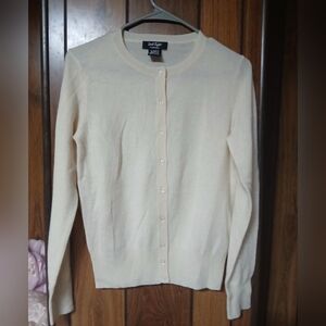 Lord & Taylor Ivory Button-Up Women's Cashmere Cardigan Size S